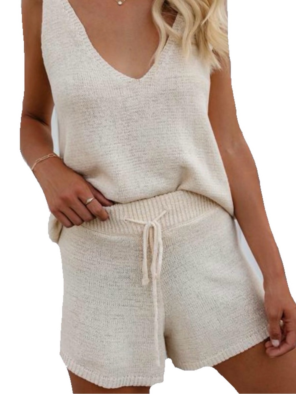 VICI Cream Knit Swim Coverup Set - Chic Beachwear